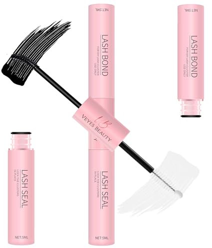 VEYESBEAUTY Lash Bond and Seal Waterproof 2 in 1 Cluster Lash Glue for Eyelash Extension Gluelash Glue Duo 5ml+5ml