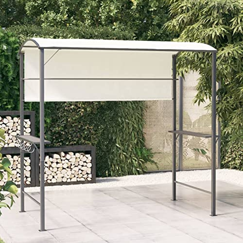 Gecheer Cenador con techo, 220 x 110 x 200 cm, color crema, cenador de exterior, toldo, pérgola con tela, pabellón de jardín, tienda para fiestas, cenador para barbacoa, A318532