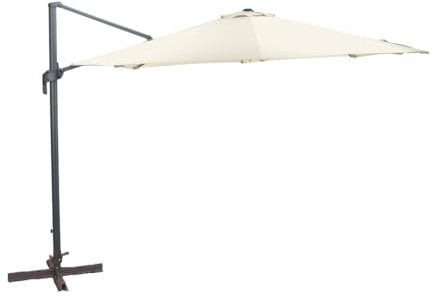 Garden Impressions Ampelschirm rund 330 cm Hawaii natur - ecrue, Sonnenschirm kippbar, drehbar, inkl. Plattenständer, schwenkbar