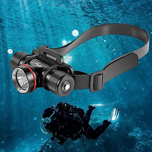 WINDFIRE Scuba Diving Light, Underwater Diving Headlamp Professional IPX8 Waterproof, Safety Diving Headlight Flashlight, 5 Modes, Underwater 80 Meters Rechargeable Dive Light