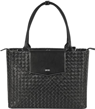 Socha elegante Laptoptasche, Damen, feinstes Nappaleder, schwarz, Business, Laptopfach herausnehmbar, 15.6 Zoll, 2 Geheimfächer, Trolleyschlaufe, RFID-Schutz