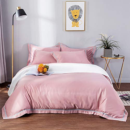 Duvet Deckbetten Betten Seidenbettwäsche Sets Duvet Decket Doppelbett rosa Bettwäsche Set Volles Satin Seiden Bettdecke Abdeckungssets weiche Silky 4 -Stück moderne einfache blau gelb rosa grau (Pink