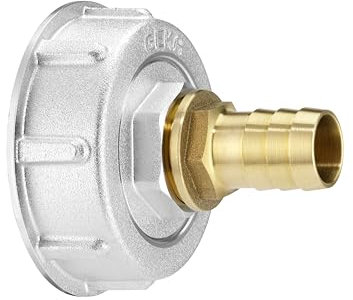 GEKA Plus IBC Adapter Set Tülle (S60x6 Anschluss, Innen- und Außengewinde G3/4, Bewässerung, Adapteranschluss, Gartenbewässerung) 30.0041.8, Silber