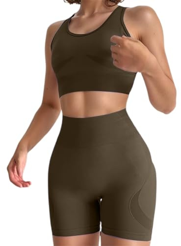 Conjunto de Short y Top Deportivo para Mujer Tejido Transpirable de Nailon con diseño de Trasero Ideal para Yoga Entrenamiento y Uso Diario en Primavera y Verano
