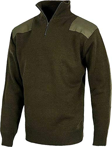WORKTEAM Jersey de Media Cremallera con Refuerzos en Hombros y Codos, Ideal para Frío Intenso (520 g/m2). Unisex Verde Kaki L