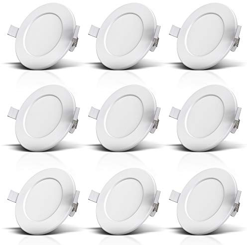 B.K.Licht - LED Einbaustrahler 9er Set in weiß - spritzwassergeschützte LED Spots - Bad geeignet - Ø115x30mm