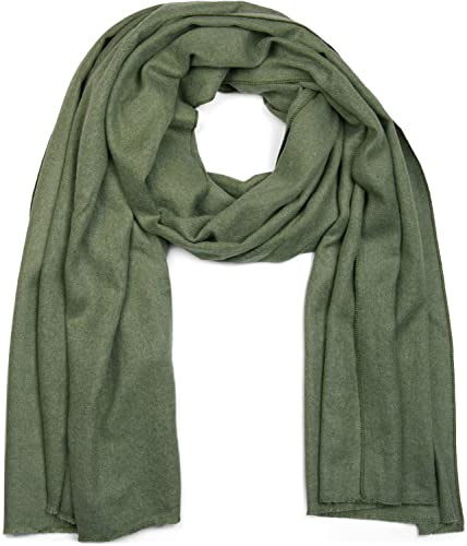 styleBREAKER écharpe douce unie avec franges, foulard, unisexe 01017070, couleur:Vert