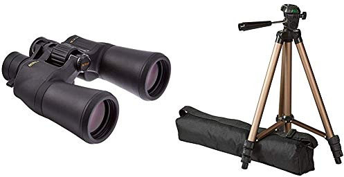 Nikon Aculon A211 10-22x50 Zoom Binoculars - Black & Amazon Basics 127-cm (50-Inch) Lightweight Tripod with Bag