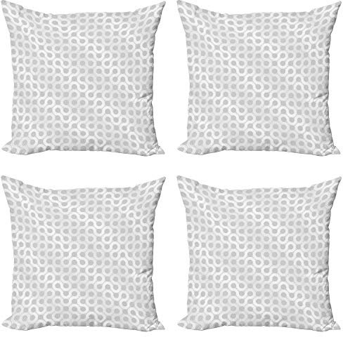 ABAKUHAUS Grau und Weiß Kissenbezug Set (4 Stück), Rund Oval Pattern, moderner doppelseitiger Digitaldruck, 50 cm, Grau weiß