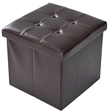 CMY Pouffe Footstool Folding Ottoman Storage Box Faux Leather Foot Rest Stool Toy Chest Shoe Bench Dressing Table Chair with Lids for Living Room