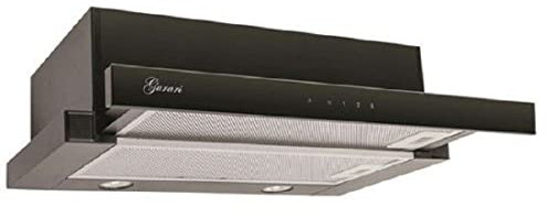 GURARI Flachschirmhaube GCH B 117 BL PRIME + Schlauch, Einbau Dunstabzugshaube 60 cm, Schwarz, Schwarz Glas, 1000m³/h,Sehr Saugstark, 3 Stufen, Abzugshaube, Ablufthaube, Umlufthaube