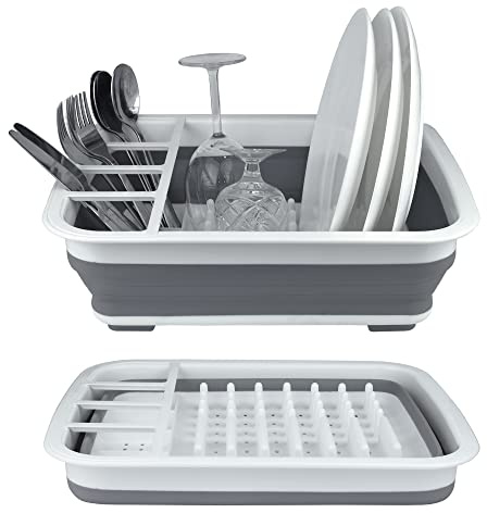 BNYD Plastic Collapsible Dish Drying Rack, Foldable Dinnerware Drainer Organizer for Storage,Kitchen