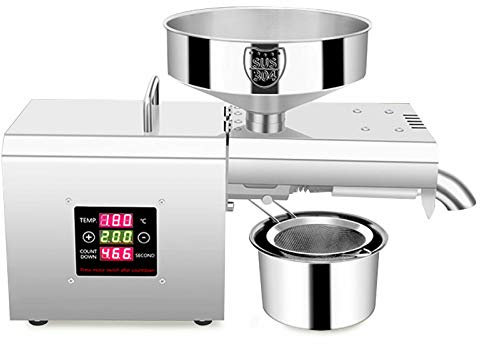 Presse à huile électrique automatique 300 W avec affichage LCD Contrôle de la température Presse à huile Machine à eau chaude froide pour lin, cacahuète, castor, chanvre, périlla, graines de canola,