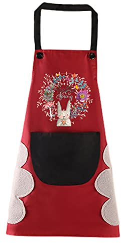 FAIRYGATE Red Kitchen Aprons for Cooking Adults PVC Wipe Clean Waterproof Decorative Cooking Apron A1814