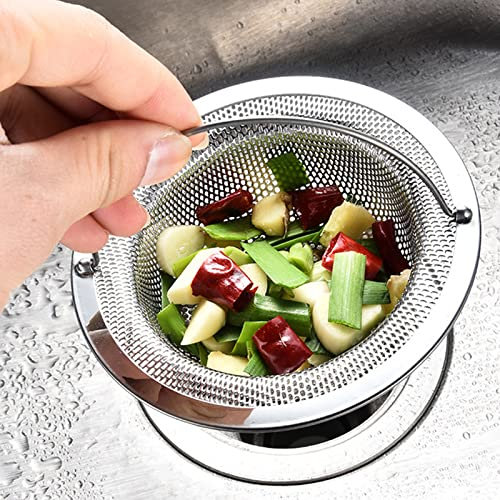 Pack of 2 Sink Drain Strainer Kitchen - Stainless Steel Sink Strainer for Sink Clog Protection Sink Strainer Drain Sink with Handle, 11 x 7.8 x 2 cm
