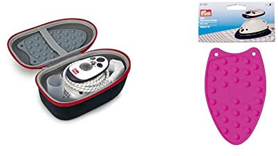 Prym 612100 Case, Tasche, Box für Mini-Bügeleisen, Dunkelblau & Bügeleisen-Ablage Mini, Silikon, pink, Plastik, pflaumenblau, 7 x 5 x 3 cm