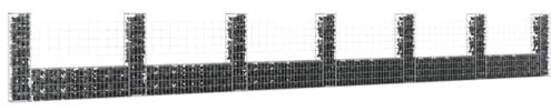 Gecheer Gabionenkorb U-Form mit 7 Säulen Garten Gabione Gabionen Steinkorb Steingabionen Sichtschutz Drahtkorb Drahtzaun Mauersteinkorb Gabionenzaun Gitterkorb Eisen 740x20x100 cm