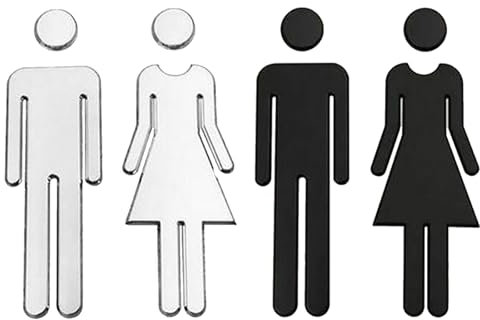 2 Groupes Signe WC, 2 Pièces Hommes et Femmes Signs Plaque de Porte, Convient pour les Toilettes Dans les Hôtels, écoles, Entreprises et Restaurants(Argent, Noir)