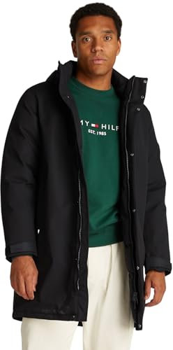 Tommy Hilfiger Herren Parka Tech Padded Parka mit Kapuze, Schwarz (Black), XXL