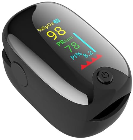 Oxymètre de Doigt Professionnel DUPELEC, Mesure Rapide 3-5 Seconde, Saturation Oxygène Sang 70%-99%, Fréquence Cardiaque, Ecran Couleur LCD, 4 Directions d'Affichage, Batterie AAA