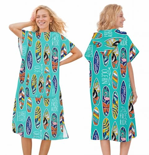 LOMTRATS Serviette en Tissu à séchage Rapide, Cape de Surf, Serviette à Langer, Peignoir à Capuche avec Poches pour Femmes et Hommes, Natation, Plage, Surf, plongée à la Maison, Bain