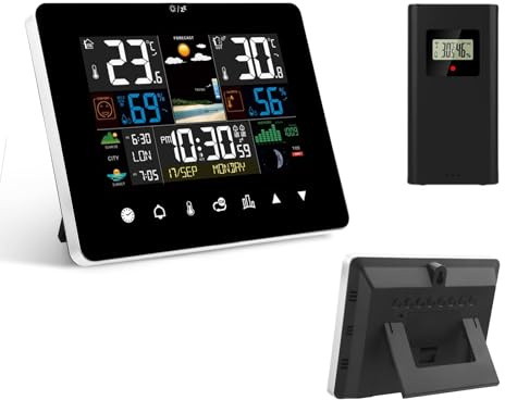 Wetterstation mit Außensensor Innen und Außen Wireless Touch-Bedienung Weather Station mit Licht Digital Wecker Luftdruck Barometer Luftfeuchtigkeit Temperaturtrend Warnung vor Außentemperatur