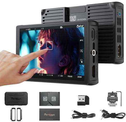 Portkeys LH5C 5,4 Kamera Monitor 4K HDMI-ingång, Kamerastyrning Touch-fokus för FX2/FX3/FX30/A6700/A7S III/A7M IV, R5/6/7/8, GH6/BGH1/S5, 3D LUT Waveform Focus Peaking DSLR-monitor
