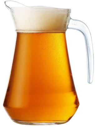 Jarra de Vidrio 1 Litro para Agua, Refrescos, Cerveza y Sangría – Venta Individual – Vidrio Grueso Resistente, Asa Ergonómica y Base Estable – Ideal para Cervezas, Sangrías, Refrescos y Cócteles