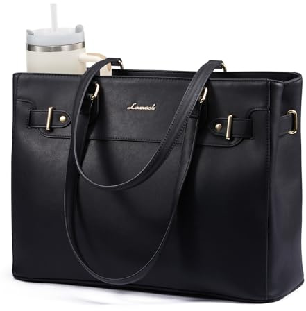 LOVEVOOK Handväska för kvinnor, stor, 17,3 tum shoppingväska, arbetsväska, elegant laptopväska, PU-läder, bärväska, kvinnor, lärarväska, portfölj, med laptopfack för affärer, skola, kontor