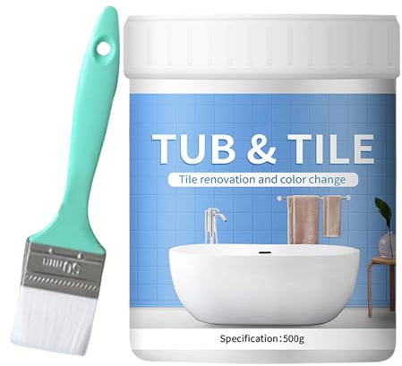 Generisch Vernice per vasca da bagno, colore bianco lucido, rivestimento smaltato, resistente all'acqua, con pennello, per vasca da bagno, doccia e (500 g)
