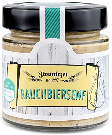 Brauerei Zwönitz Rauchbier Senf - Biersenf 180 ml aus Zwönitzer Rauch Bier - grobkörniger Senf mittelscharf als Bier Geschenk aus Sachsen