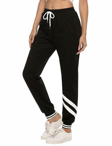 iClosam Pantaloni Tuta Donna Cotone Jogger con Righe e Fondo Elastico