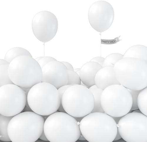 PartyWoo Balloons, 50 pcs 5 Inch Matte White Balloons, for Balloon Garland or Balloon Arch as Party Decorations, Wedding Decorations, Neutral Baby Shower Decorations, White-Y13