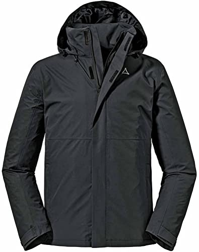 Schöffel Herren Jacket Gmund M, wind- und wasserdichte Regenjacke, atmungsaktive Outdoor Jacke, Wanderjacke mit verstaubarer Kapuze, black, 54