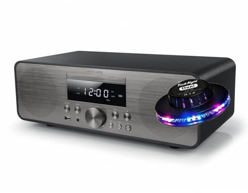 gef-roy Système Chaîne HiFi - Muse M-880BTC - Bluetooth avec Radio FM, CD et Port USB - 80W + Télécommande - Lumière OVNI
