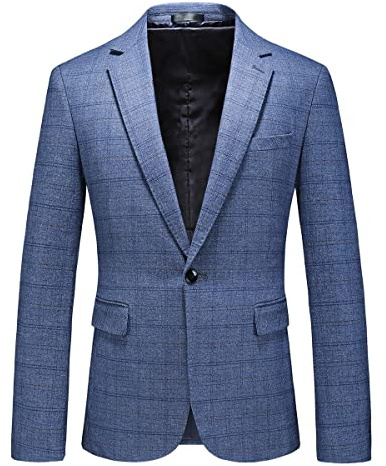 Mens Plaid Blazer Jacket Tweed Sports Coat Slim Fit Casual Single Breasted Blazer for Men
