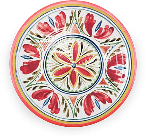 Purely Home Mediterranean Serving Tray - Outdoor/Camping/Picnic - Melamine Plastic Round Serving Platter Gift