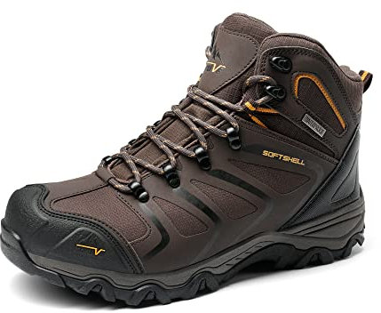 NORTIV 8 Herren Outdoorschuhe Wanderstiefel Trekking Wanderschuhe Wasserdicht Mid Kletterschuhe Bergsteigen Klettern Wandern Schuhe Hiking Boots,Size 48,Braun/Schwarz/Hellbraun,160448_M-E