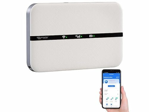 simvalley MOBILE Mobile WLAN Router: Mobiler 4G/LTE-Router im Kreditkartenformat, bis 150 Mbit/s, Akku, App (Mobiler WLAN Router mit SIM-Karte, Hotspot, Internet)