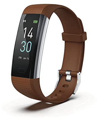 Yuxier Traqueur d'activité, montre connectée, étanche, écran tactile (marron)