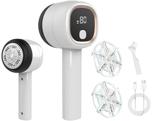 Diboniur Levapelucchi Elettrico, Togli Pelucchi Elettrico per 3 Livelli di Potenza Regolabili, Levapelucchi Elettrico Ricaricabile USB con Display Digitale LCD, Levapelucchi con 3 Lame Sostituibili