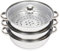 Food Steamer Cooking 28cm, 3 Tier Steam Pot Stainless Steel with Glass Lid + Handles, Vegetable Fish Cooker Pot Ideal for Steamer Cooking Veg Dumpling