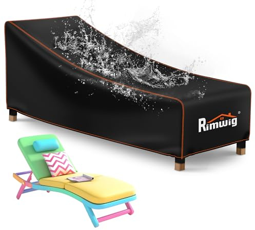 Rimwig Housse Transat de Chaise Longue 200x75x40/70cm,Noir | d'extérieur Imperméable,Housse Transat Jardin Exterieur en Rotin Pour Patio,Coupe-Vent,Anti-UV