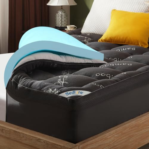 BEDLORE Surmatelas 140 X 190cm, Double Couche de 10 cm (5 cm de Mousse à Mémoire de Forme Gel + 5 cm de Surmatelas Moelleux), Soulagement de la Pression et des Douleurs Dorsales