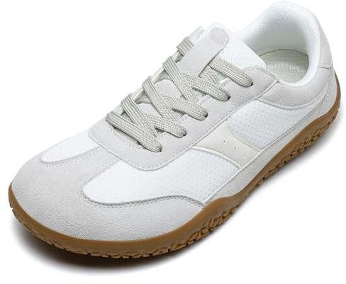 Meik Mangni Scarpe Barefoot Uomo Donna Minimaliste Sneakers Shoes Scarpe da Trail Running,Bianca,43 EU