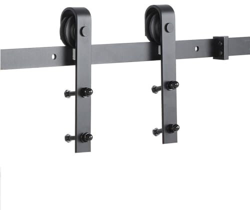 Trintion Sliding Barn 5FT Barn Door Sliding Kit Steel Slide Sliding Track Rail Hanger Roller Steel Rail Track System for Single Wooden Door