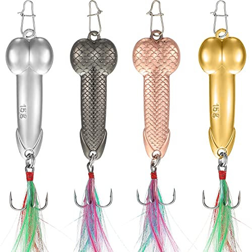 Cuillère à Hameçons en Métal 4 Leurres de Pêche en Métal Dur Filatures à Truite à Paillettes avec Hameçons Triples Queue de Plume FileuseAppât à Brochet Accessoire de Pêche, 4 Couleurs