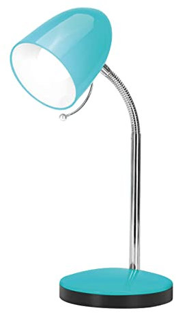 Lampada da tavolo da lettura lampada da comodino retrò in metallo con collo di cigno, orientabile, con interruttore a cavo, attacco E27 (con lampadina, lampada da tavolo petrolio)