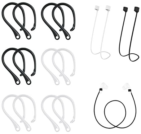 6 Paar Anti-Verlust-Ohrbügel, TPU-Material, Kopfhörer-Haken, kompatibel mit den meisten Bluetooth-Kopfhörern, für Sport, Laufen, Training, mit 2 Paar Silikon-Anti-Verlust-Kabel.