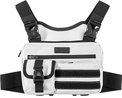 Fitdom, taktisch inspirierte Sport-Mehrzweck-Brusttasche Brusttasche für Herren mit integrierter Handyhalterung. Diese EDC-Tragetasche-Weste ist perfekt für Workouts, Radfahren und Wandern.,